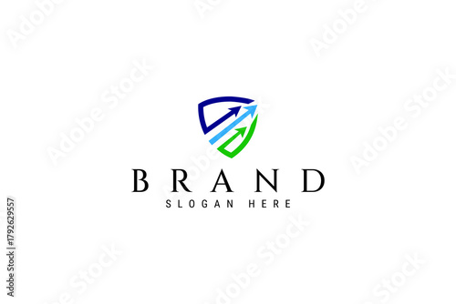 Three Arrow with Shield Logo Design Vector for Business, Finance, and Invest.
