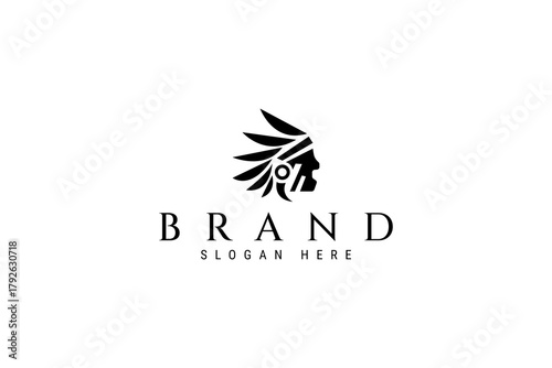 Native Indian Apache Tribe Logo Icon Vector Design Template
