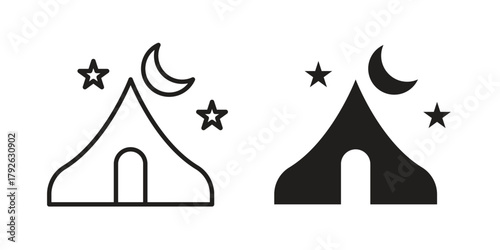Night camping icon logo design element. minimalist style icons