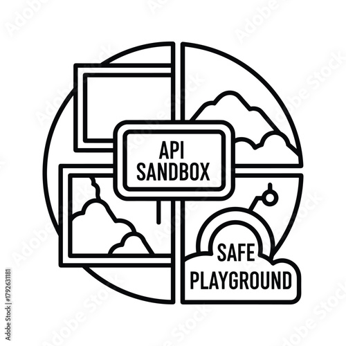Api sandbox and safe playground concept illustration, representing a secure environment for testing and development