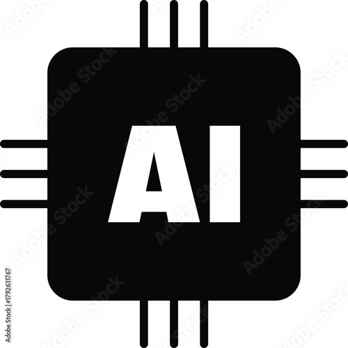 Artificial intelligence (ai) microchip processor icon Vector