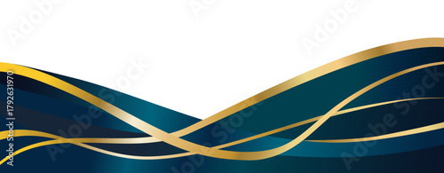 Gold and green footer, luxury vector illustration for certificate design, wavy shape