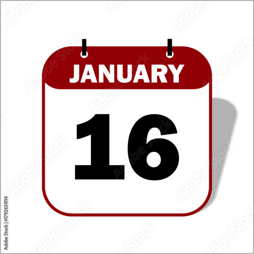 16 January calendar vector 