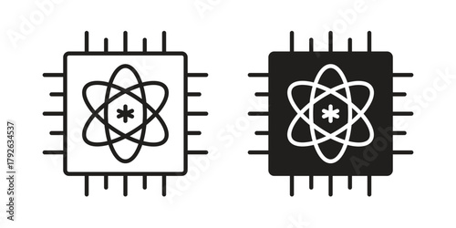 Quantum computing icon logo design element. minimalist style icons