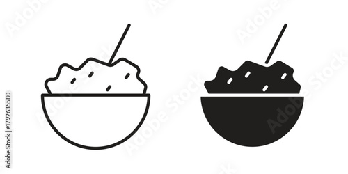 Rice bowl icon logo design element. minimalist style icons