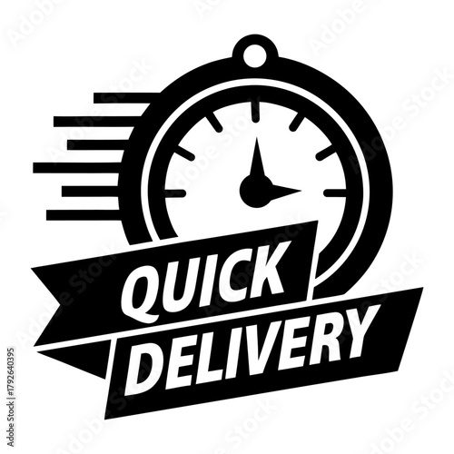 Delivery Speed Symbol – Quick Time Clock Vector on White.
