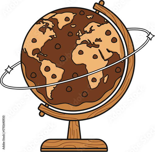 Creative World Globe (Earth Map) Designed as a Chocolate Chip Cookie