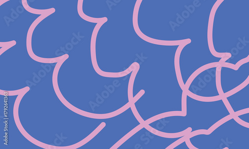 Vibrant Blue Abstract Background with Flowing Pink Wave Lines Design.