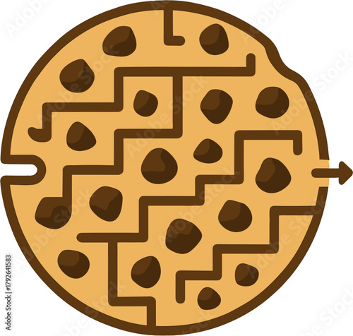 Creative Chocolate Chip Cookie Maze Puzzle Game Illustration