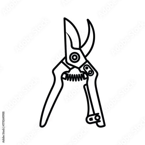 Line art illustration of garden pruning shears