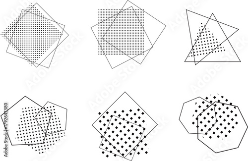 三角・四角・五角形のサイバーパンク・デジタルのイメージ図形イラスト
