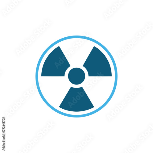 Universal radiation hazard symbol inside a circular outline representing danger and warning of radioactive materials