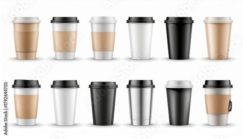 Wallpaper Mural Collection of various coffee cups, showcasing different colors and designs, isolated. Torontodigital.ca