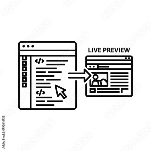 Coding interface showing code and a live preview window with user icons