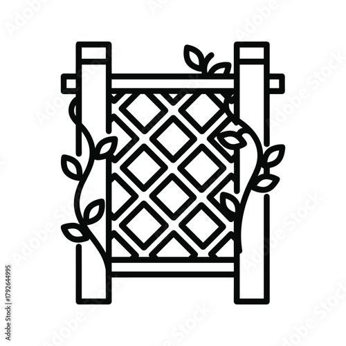 Garden trellis with climbing vine