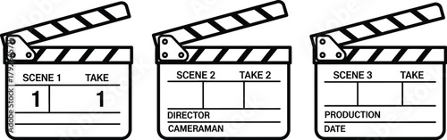 Film clapperboard icon for cinema and video production design vector illustration. 