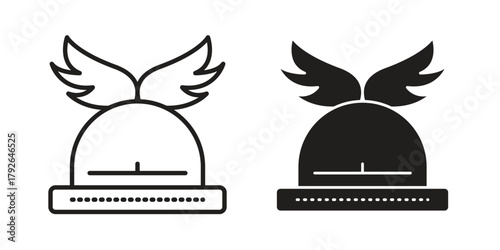 Winged viking helmet icon logo design element. minimalist style icons