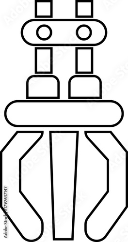 Grabber Robotic Arm Icon Industrial Claw, Mechanical Hand, Automation Tool, Factory Robot, and Engineering Machine Symbol Vector in Black Color Line Style