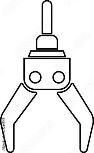 Grabber Robotic Arm Icon Industrial Claw, Mechanical Hand, Automation Tool, Factory Robot, and Engineering Machine Symbol Vector in Black Color Line Style