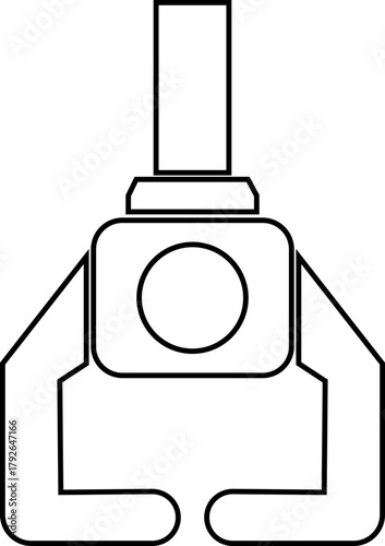 Grabber Robotic Arm Icon Industrial Claw, Mechanical Hand, Automation Tool, Factory Robot, and Engineering Machine Symbol Vector in Black Color Line Style