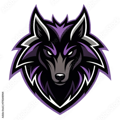 Blackhole Beast Esport Mascot Logo – Vector Logo Design with Black and Purple Colors, Bold Geometric Form, Transparent Background PNG

