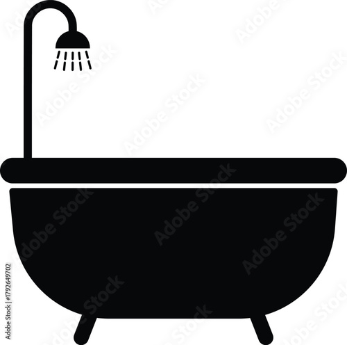 Bathtub Silhouette, Bathroom Vector Illustration