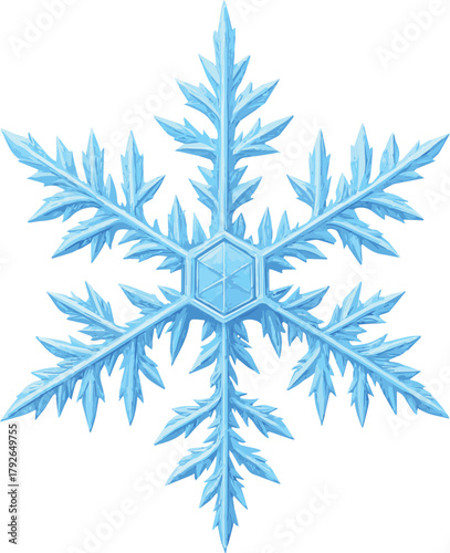 Detailed Crystalline Blue Snowflake