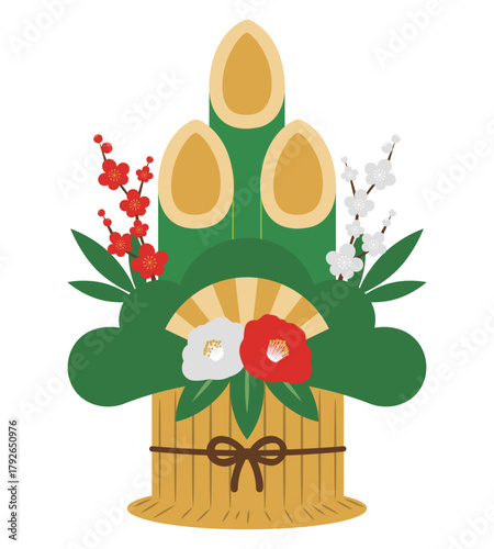 Kadomatsu – Traditional Japanese New Year Lucky Charm Illustration