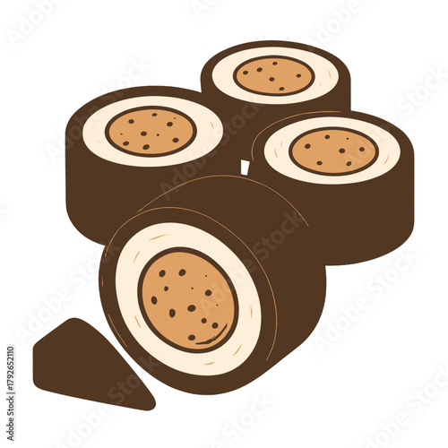 Minimalist Chocolate Dessert Roll Vector Illustration