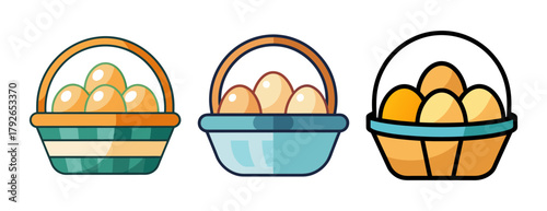 Three easter baskets filled with eggs collection
