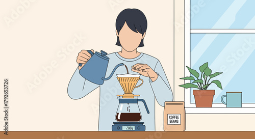 Preparing Fresh Filter Coffee At Home In A Cozy Morning Setup