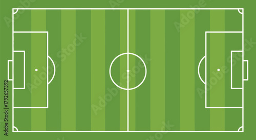 Top View of a Striped Soccer Field with Markings Illustration