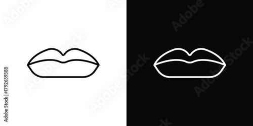 Big lips icons. Editable Stroke. logotype design concept