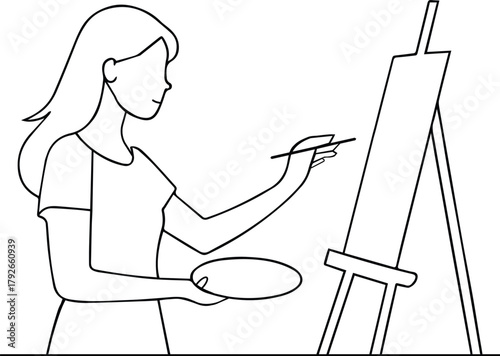 Canvas painting line art Ai generated