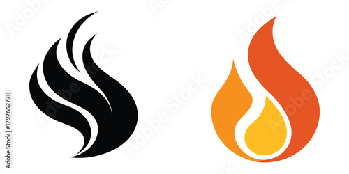 Bold Fire Icons Set Symbolic Flames Vector Illustration Design Graphic