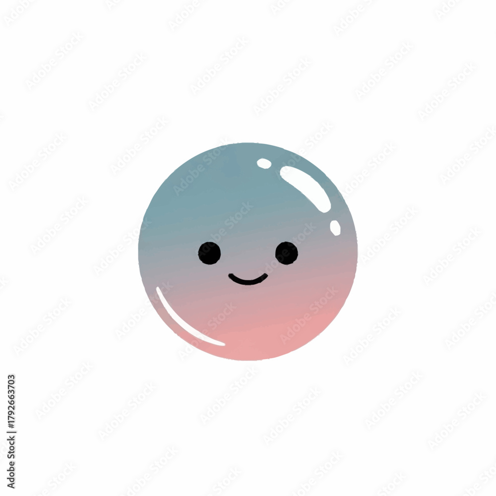 Fototapeta premium Cute smiling bubble character with a pastel gradient color.