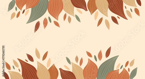 Autumnal Leaf Arrangement With Neutral Color Palette Graphic Resource