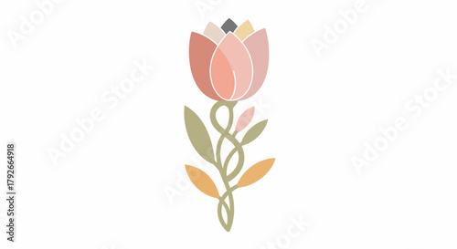 Elegant Tulip Flower Illustration In Muted Earthy Tones