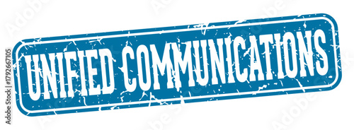 unified communications rectangular sign. unified communications stamp