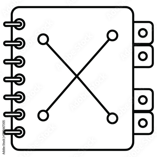 Notebook with cross mark is perfect for taking notes and planning