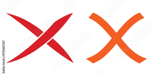 Two crosses in red and orange colors with white background