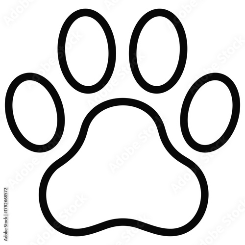 Paw print vector icon animal footprint for pet, dog, cat, or wildlife