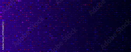 Abstract Digital Technology Futuristic Background. Square Pixels Pattern with Lighting Glowing Particles Square Elements. Technology or Science Research Presentation Backdrop. Vector Illustration.