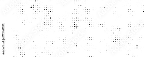 Abstract vector illustration with small circle and pixels. Dot halftone with randomus opacity