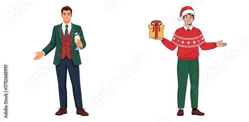 Holiday Celebration Host in festive outfit  