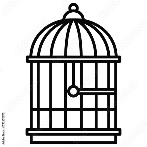 Illustration of a birdcage, a symbol of captivity and confinement or freedom