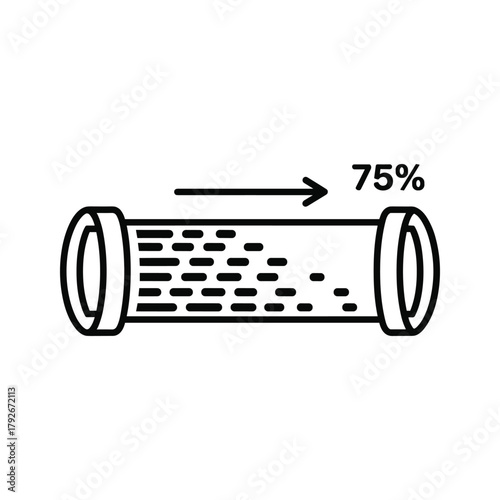 Flow rate indicator showing 75 percent flow in a pipe