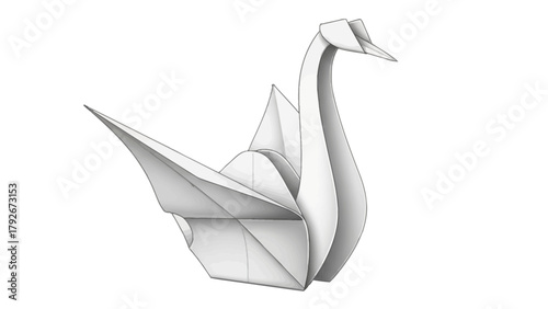 A white origami crane against a white background