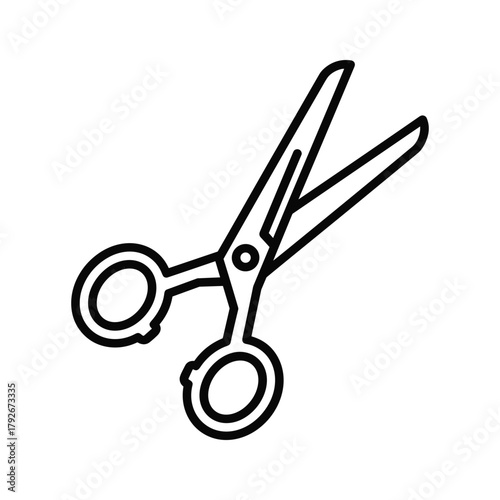 Outline drawing of open scissors