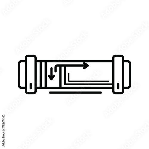 Flow diagram showing movement within a pipe or channel